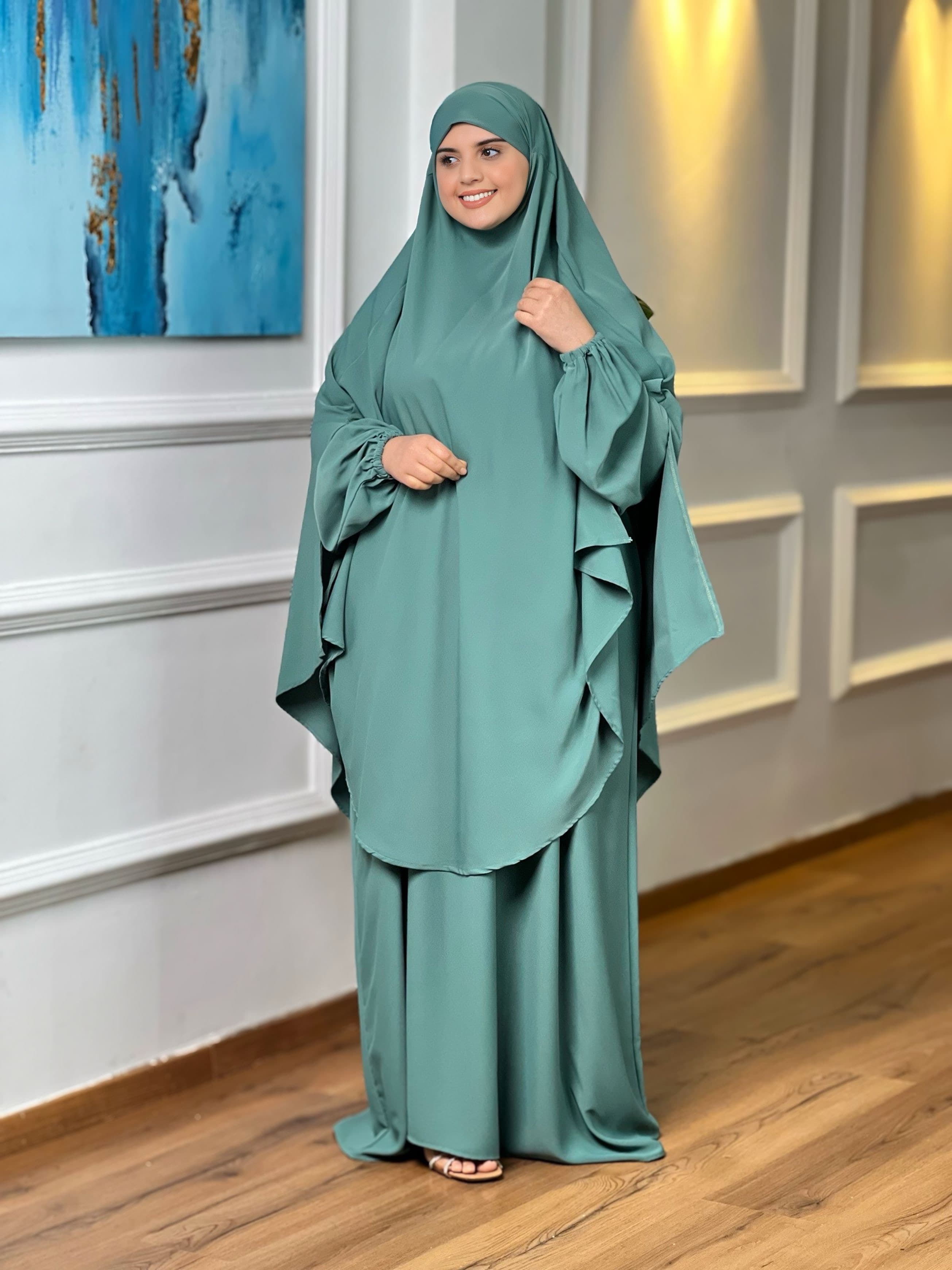 Ensemble jilbab 2 pièces — vert sauge